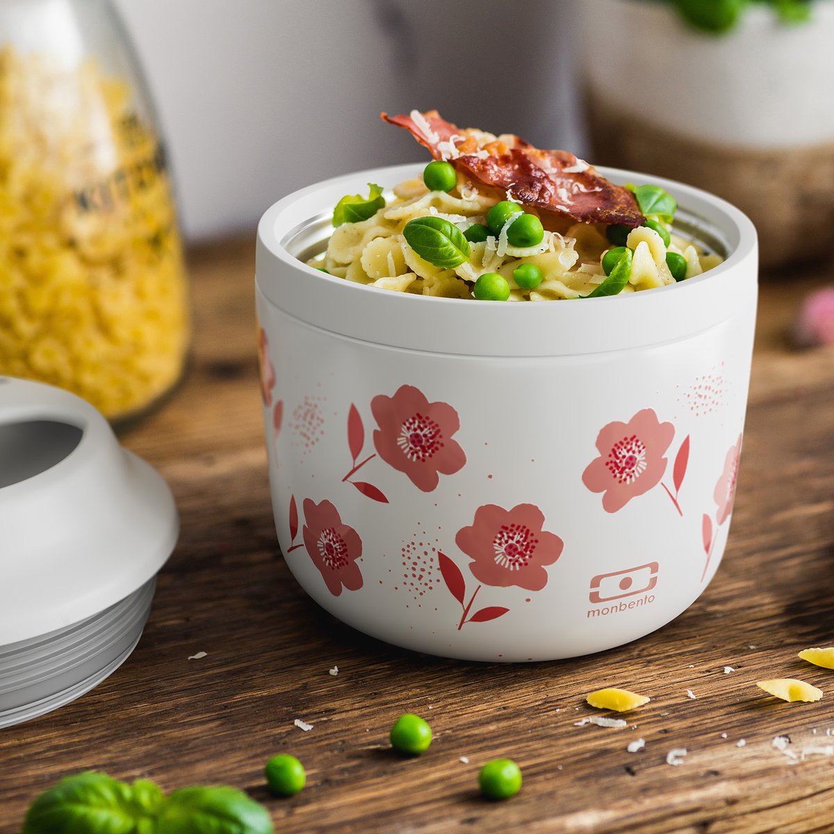 Set repas lunch box isotherme 550ml + accessoires graphic poppy, MONBENTO