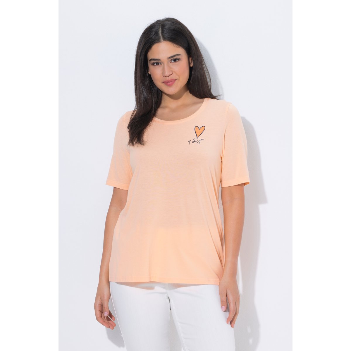 T-shirt motif cœur pêche, ULLA POPKEN