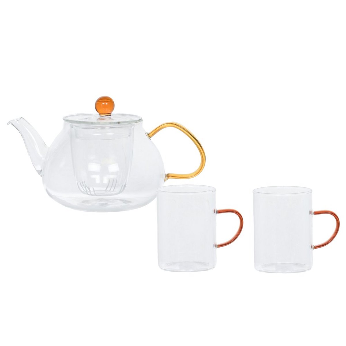Coffret Théière avec 2 tasses Jaune 70 cl-ZENYA transparent / cristal, TABLE PASSION