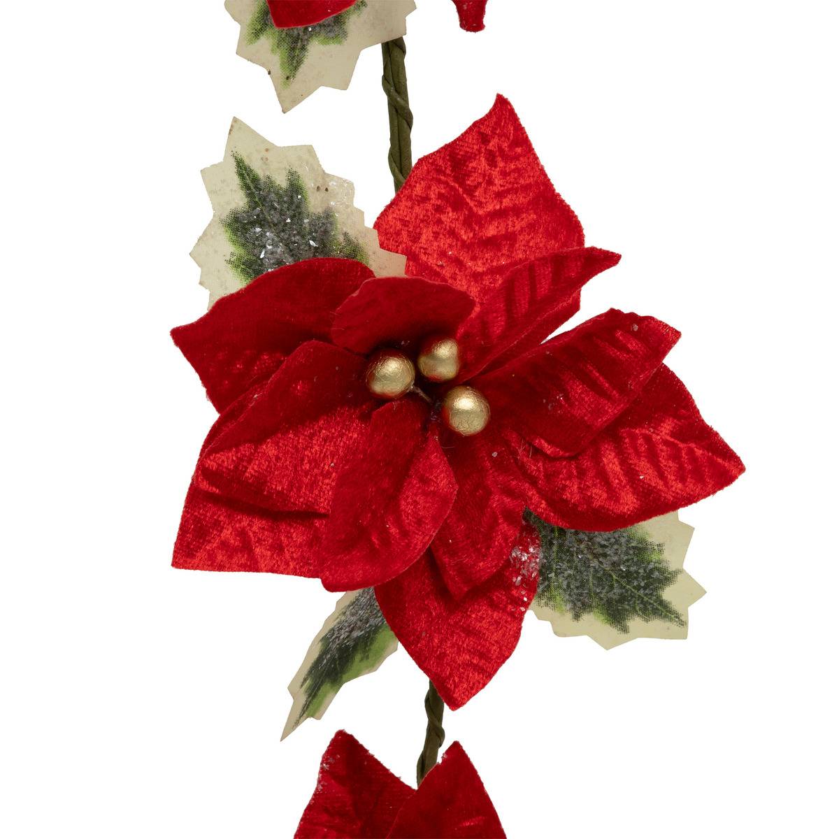 Guirlande poinsettia 1,80m plastique multicolore, ATMOSPHERA