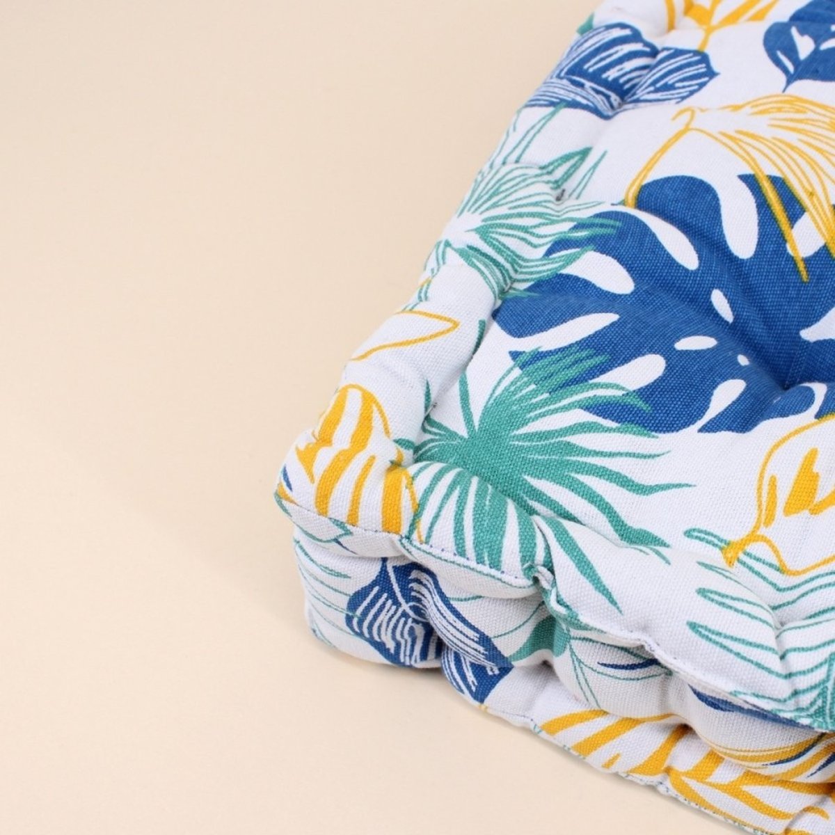 Coussin de sol motifs tropical 40x40cm blanc, ORNAMI