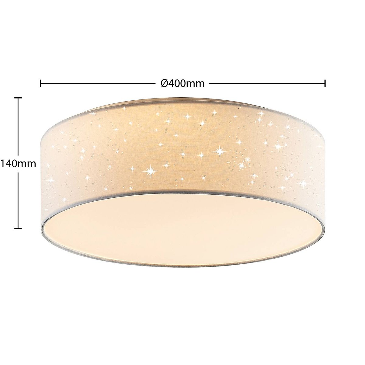 Plafonnier en textile moderneLED, Ellamina blanc, LINDBY