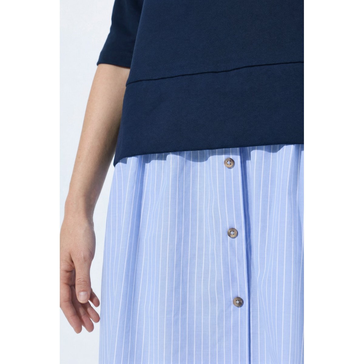 Robe en coton bio, jeu de matières marine, ULLA POPKEN