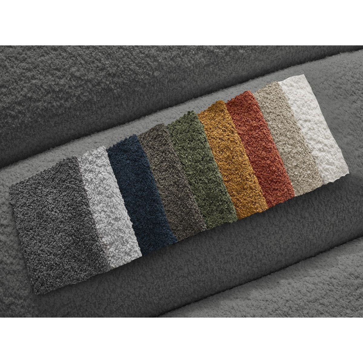 Canapé modulable 5 places en tissu bouclette, ANNECY gris foncé, BOBOCHIC