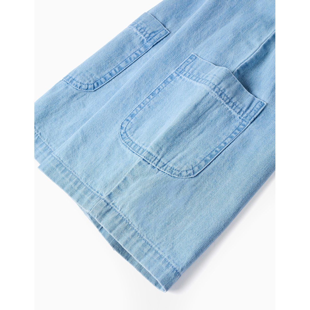 Combishort en jean avec bretelles à motif floral bleu, ZIPPY