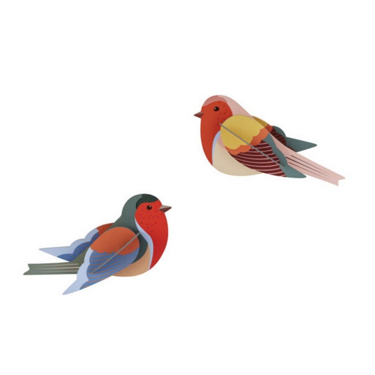 Oiseaux décoratifs carton Robins set de 2 multicolore, STUDIO ROOF