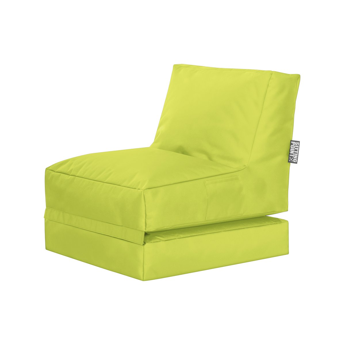 Pouf intérieur et extérieur uni avec dossier dépliable TWIST SCUBA vert anis, MAGMA HEIMTEX