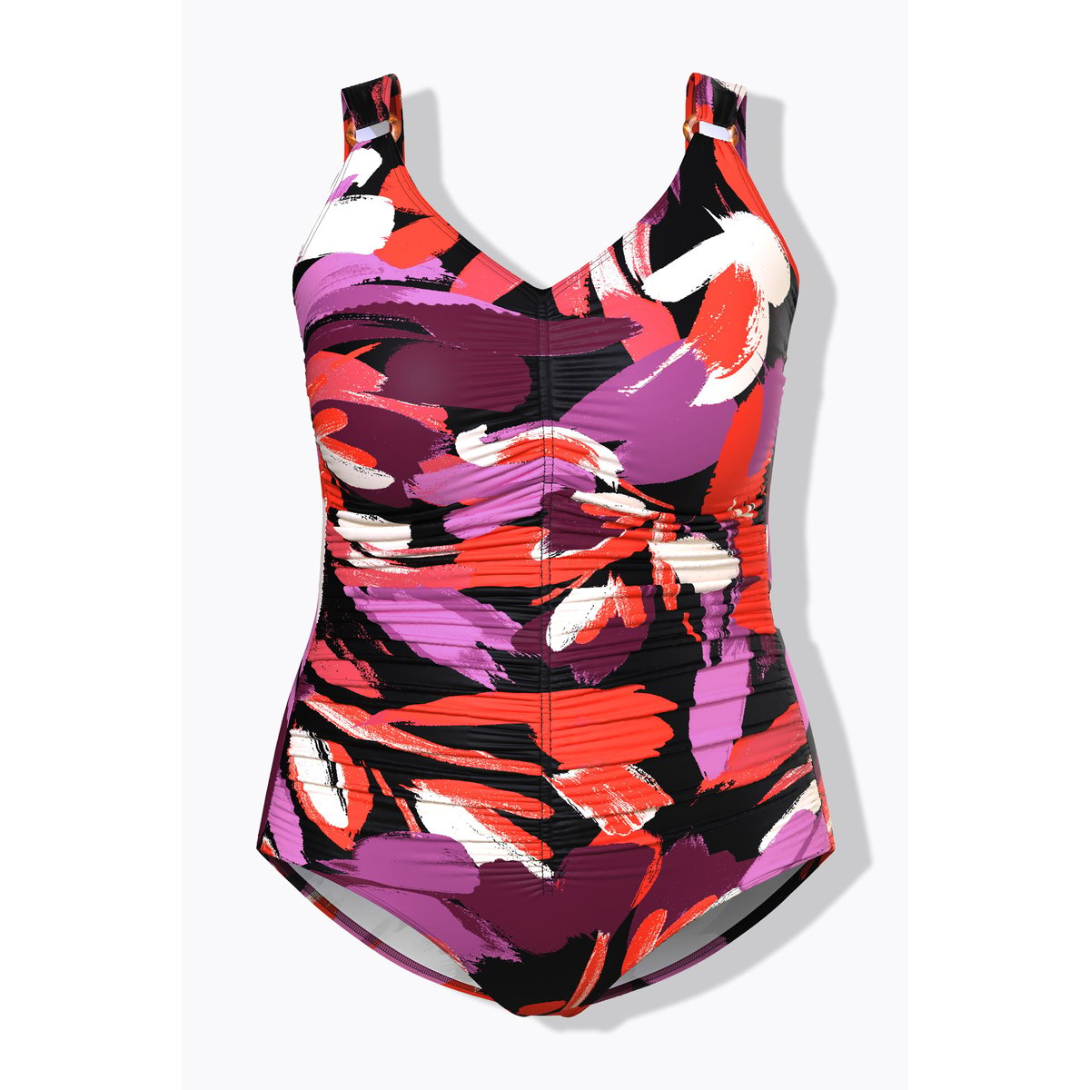 Maillot de bain à bonnets souples. Fronces. rouge, ULLA POPKEN