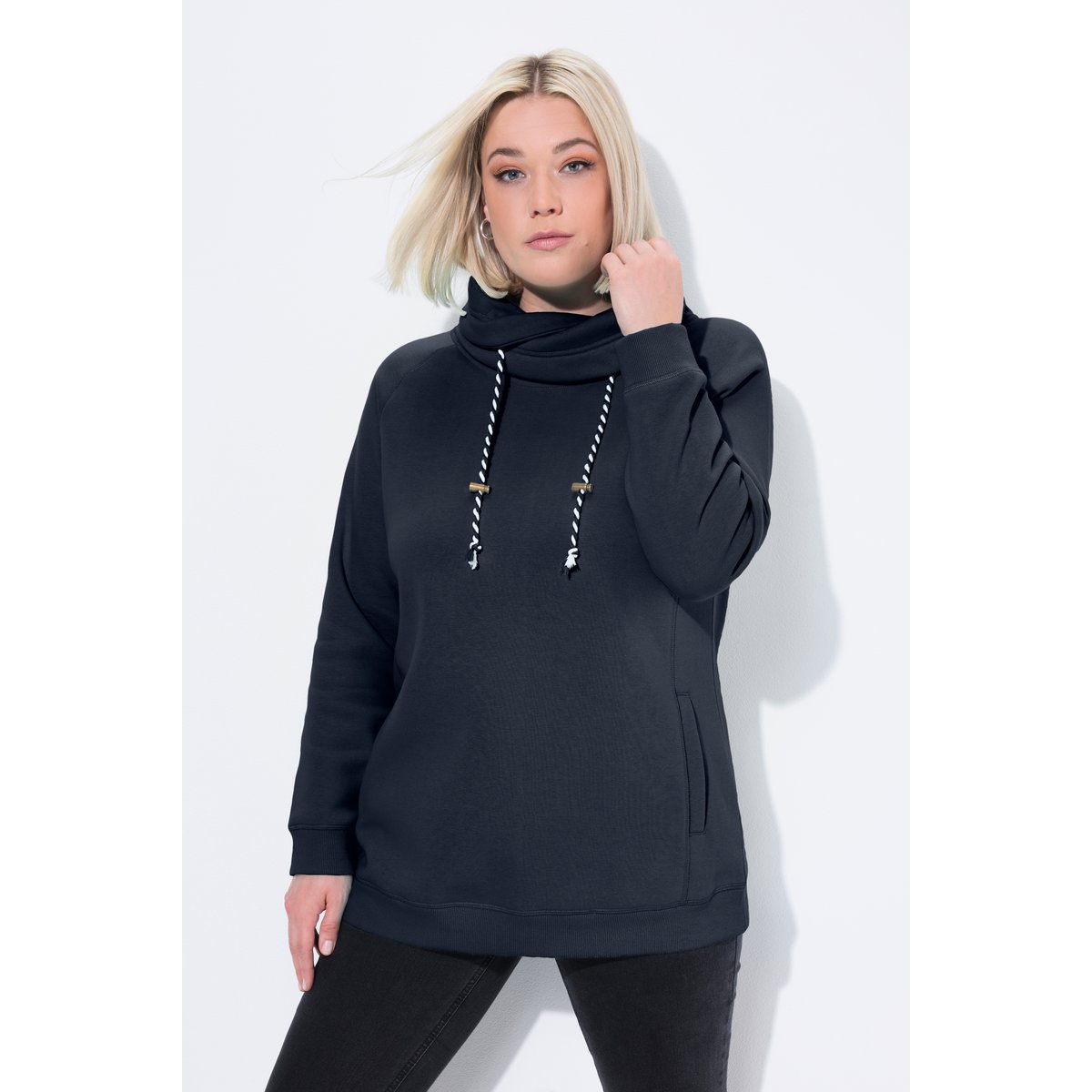Sweat-shirt à large col montant marine, ULLA POPKEN