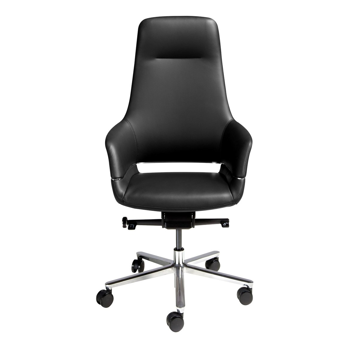 Chaise de bureau pivotante en similicuir noir | gris, ANGEL CERDA