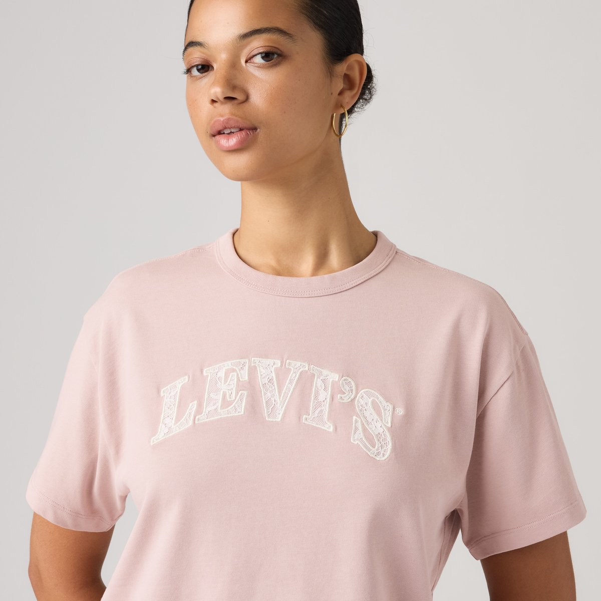T-shirt graphique Vintage rose - lace applique arch logo lilac haze, LEVI'S