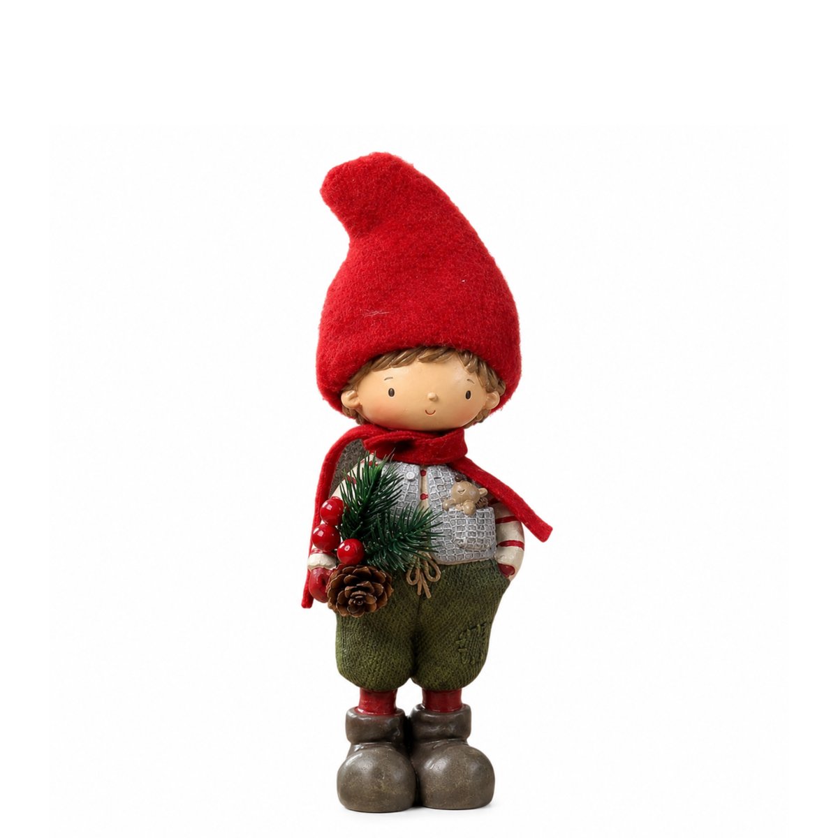 Figurine garçon pin enchanté décorative artificielle H22 NOËL rouge, SIA