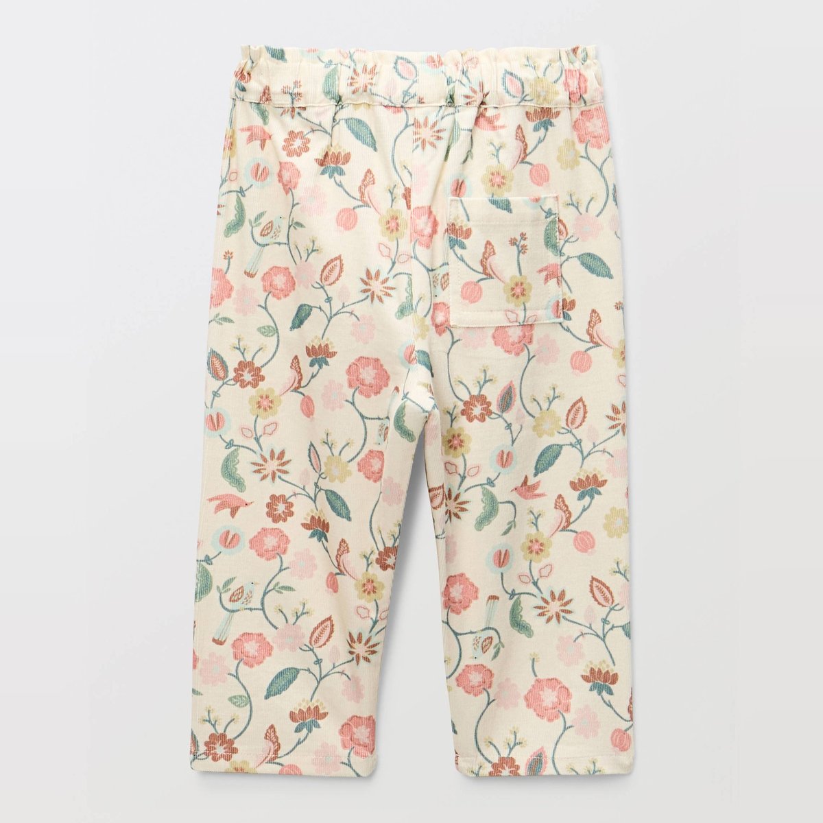 Pantalon taille élastique en velours imprimé doublé en coton BIO GOTS white cap, BOUT'CHOU