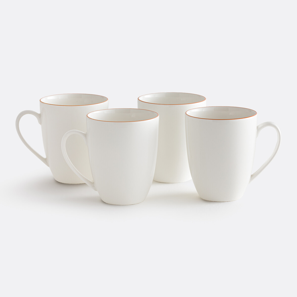 Set of 4 Malo Porcelain Mugs white/orange, LA REDOUTE INTERIEURS