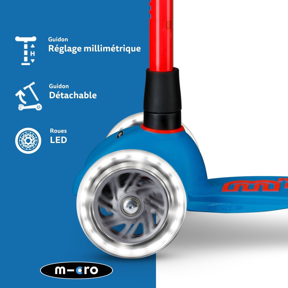 Mini Micro Deluxe Néon LED - Flashing Red rouge, MICRO MOBILITY