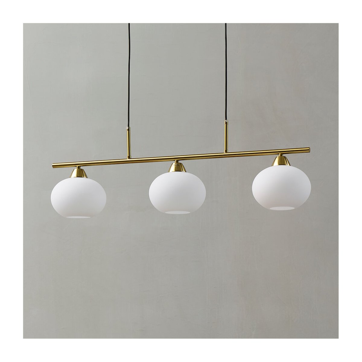 Suspension avec abat-jours en verre - ALCYONE laiton et blanc, KOSILUM