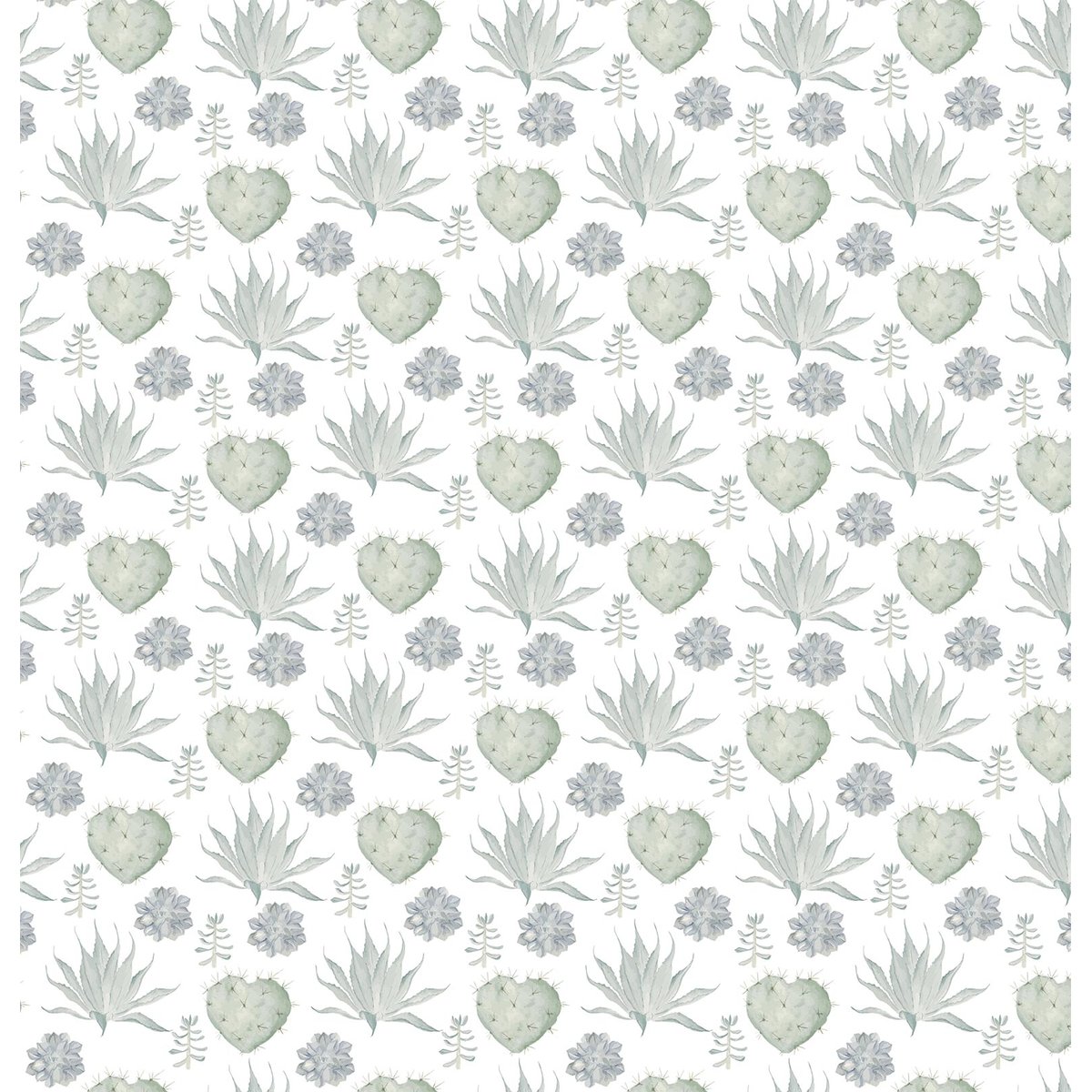 Papier peint coeurs et succulentes intissé, HEXOA