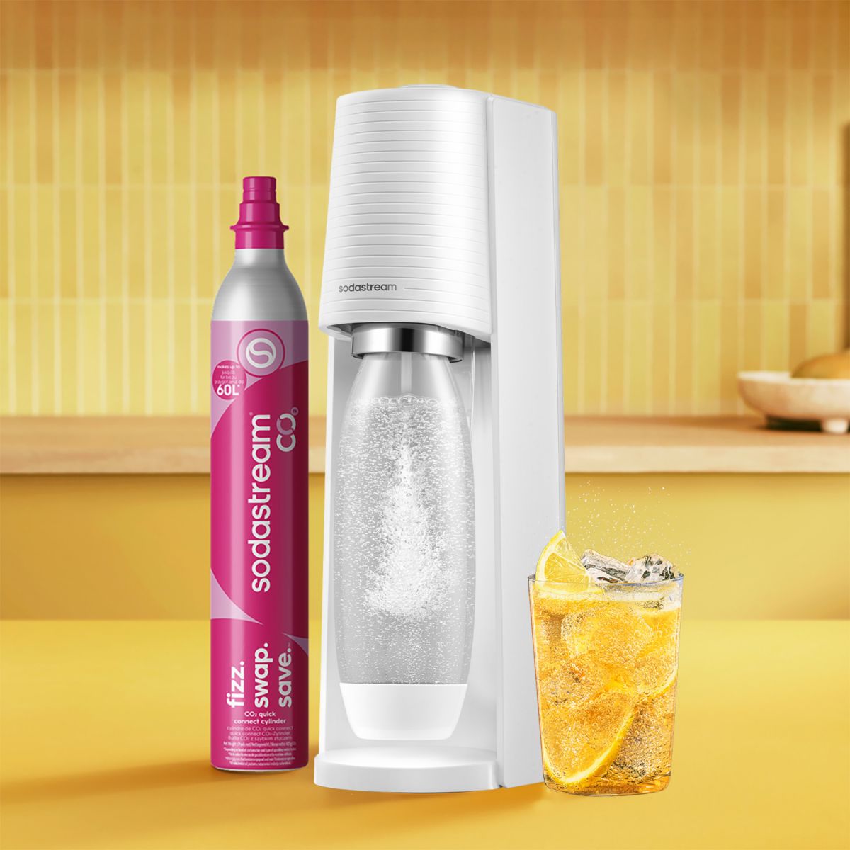 Machine à Soda Terra avec 1 bouteille blanc, SODASTREAM