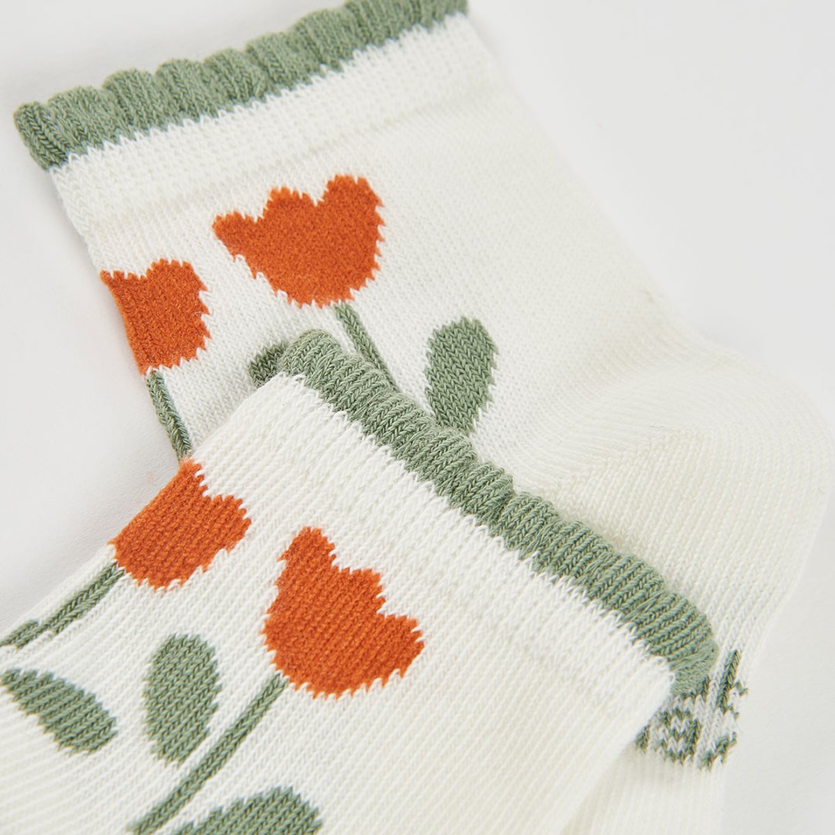 Lot chaussettes à imprimé fleuri vert, BOBOLI