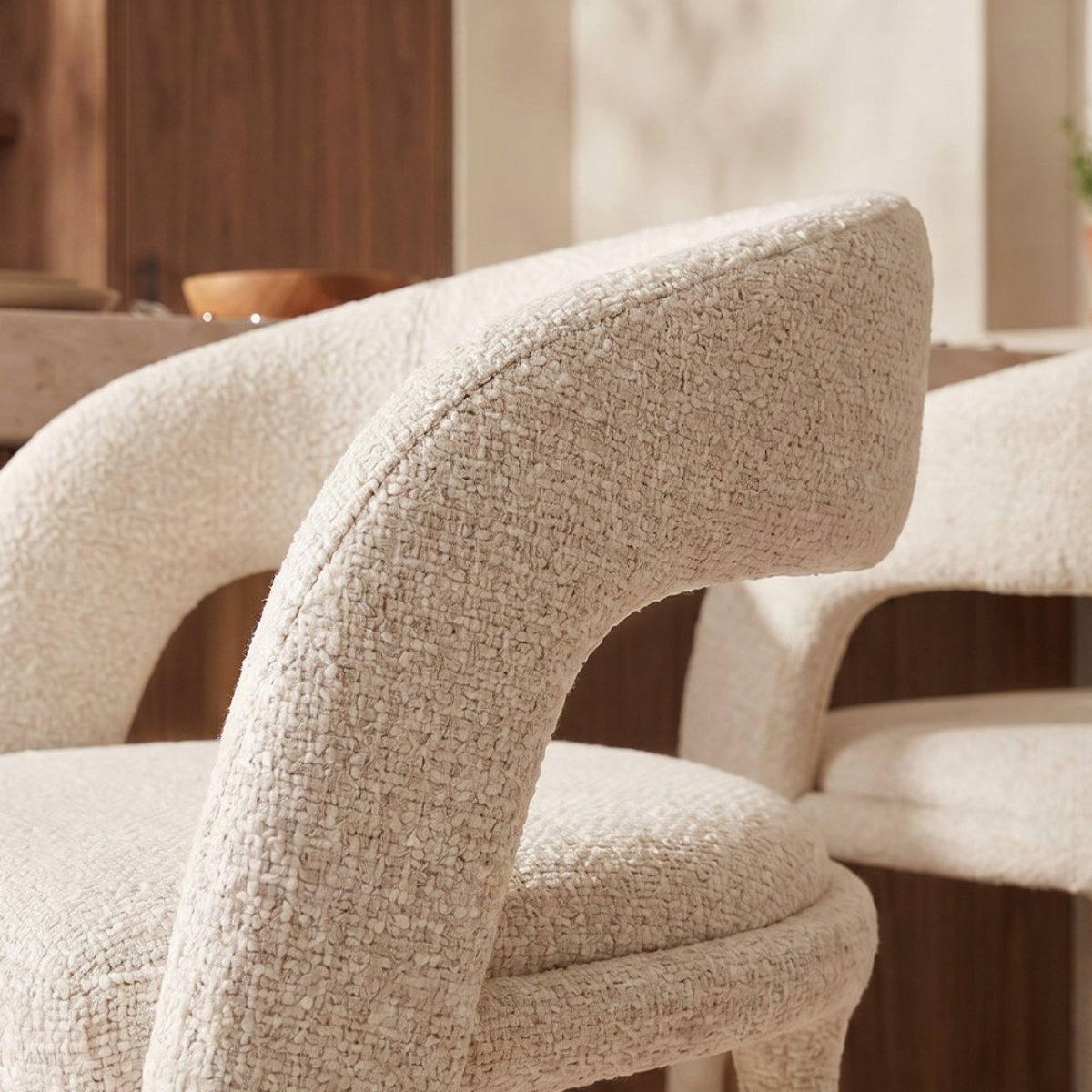 Lot de 2 chaises de bar en tissu H75cm- ROMY beige chiné, DRAWER