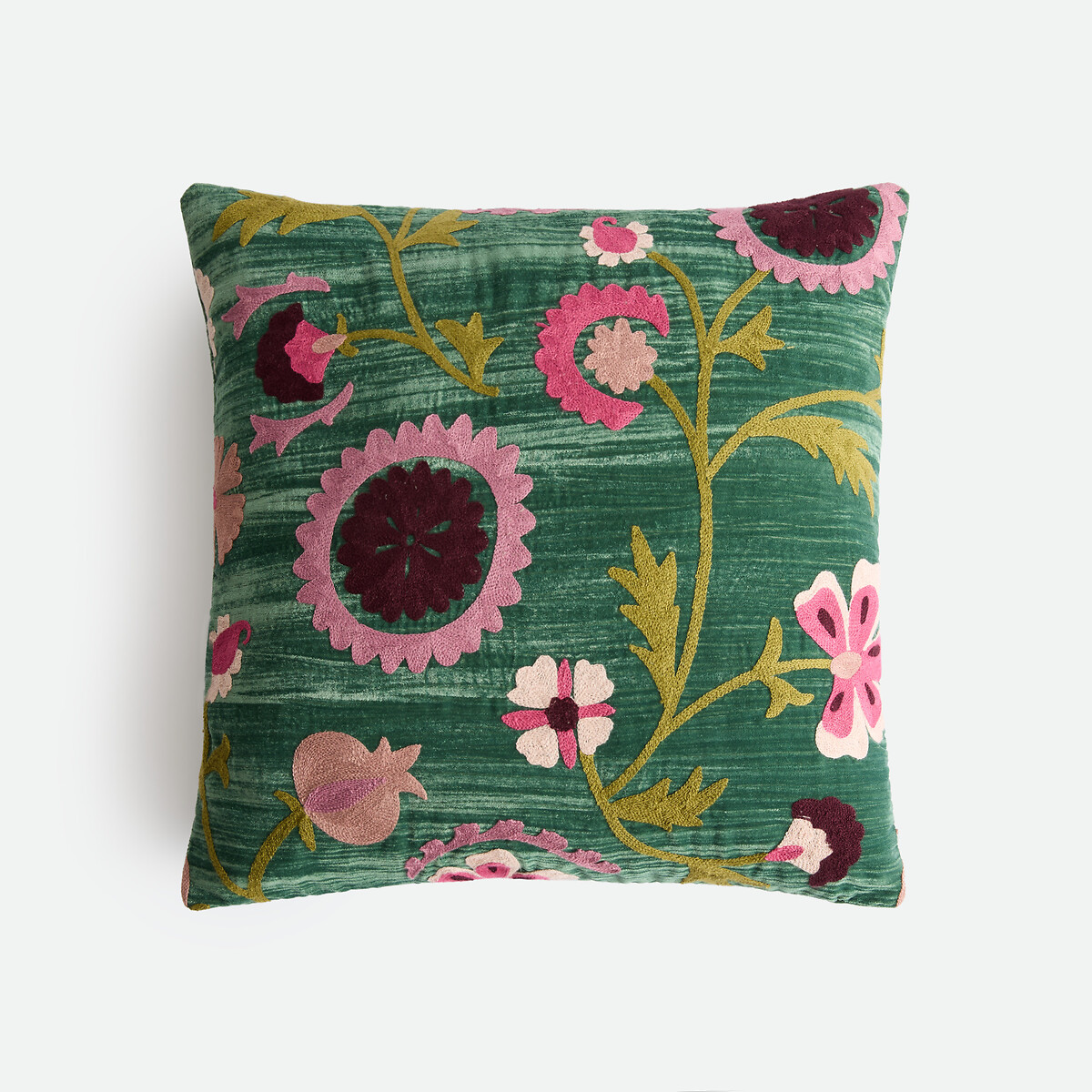 Housse de coussin brodée 50 x 50 cm, en panne de velours, IZILD multicolore, LA REDOUTE INTERIEURS