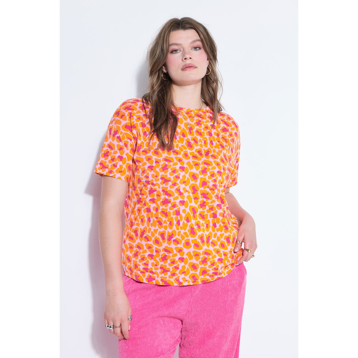 T-shirt oversize, imprimé léopard coloré orange, STUDIO UNTOLD
