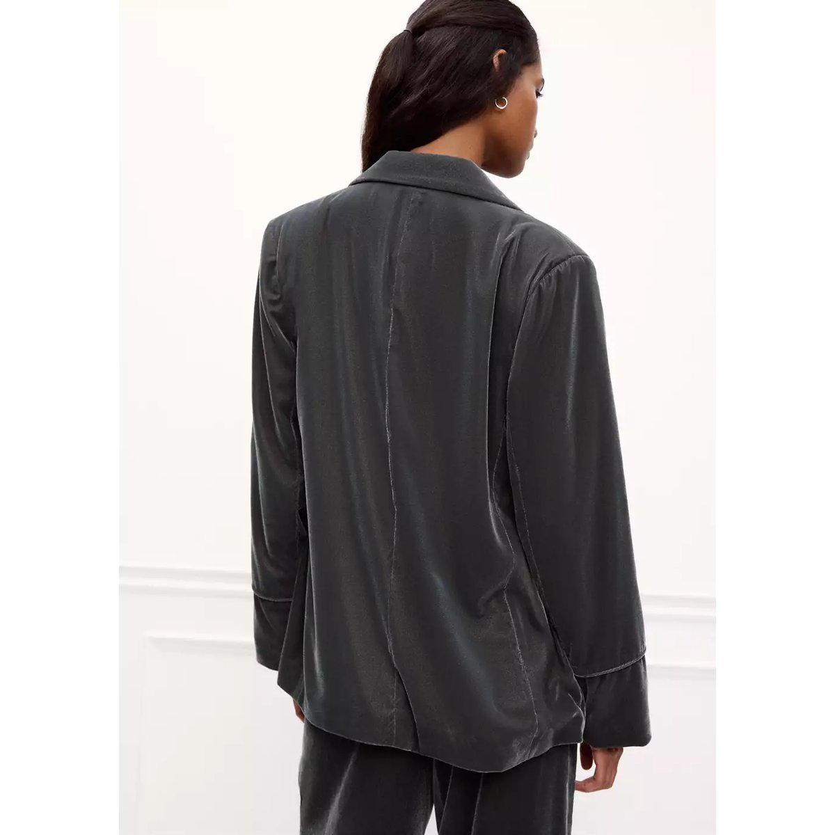 Blazer droit en velours argent foncé, MANGO TEEN