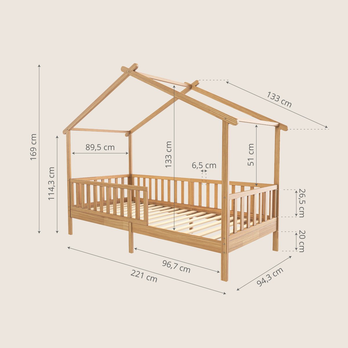 Lit cabane MAISON naturel, PETITE AMELIE