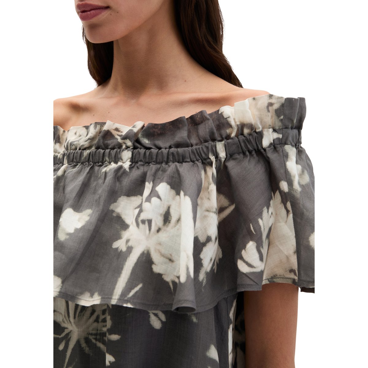 Robe Carmen loose en fibre de ramie douce gris foncé, MARC O'POLO
