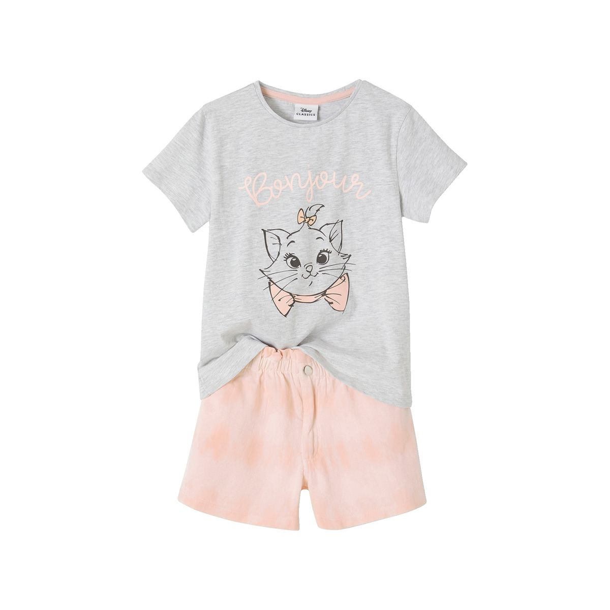 Ensemble T-shirt + short Disney® Marie Les Aristochats rose pâle, VERTBAUDET