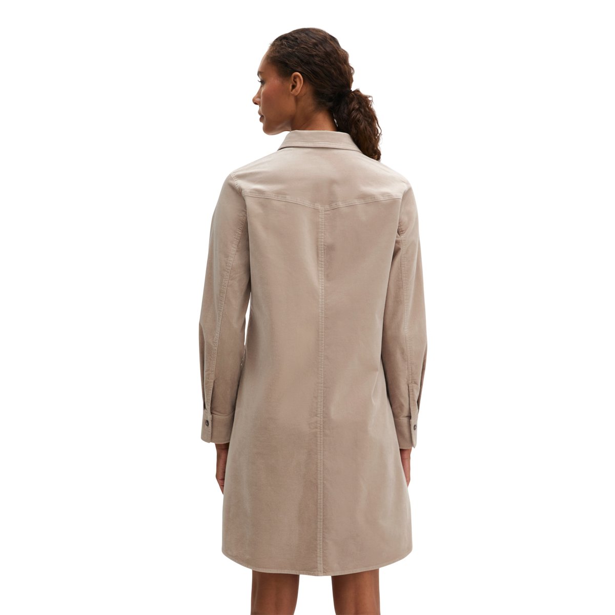 Robe chemise en velours, coupe régulière en coton bio extensible beige, MARC O'POLO