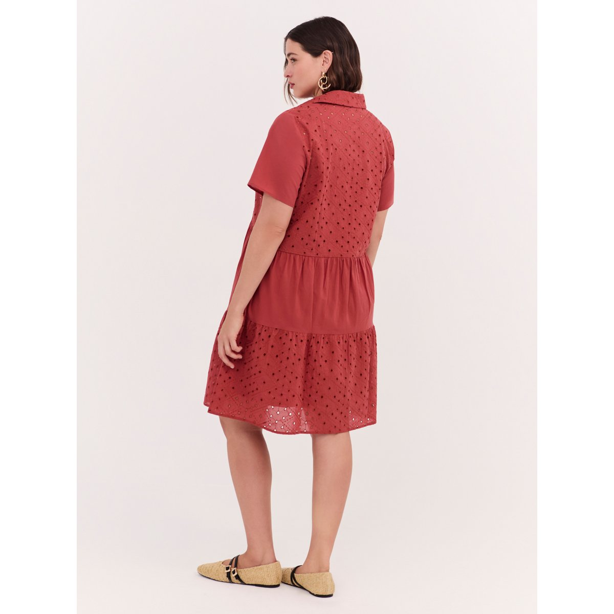 Robe à volants souriante à Sangallo orange soleil, FIORELLA RUBINO