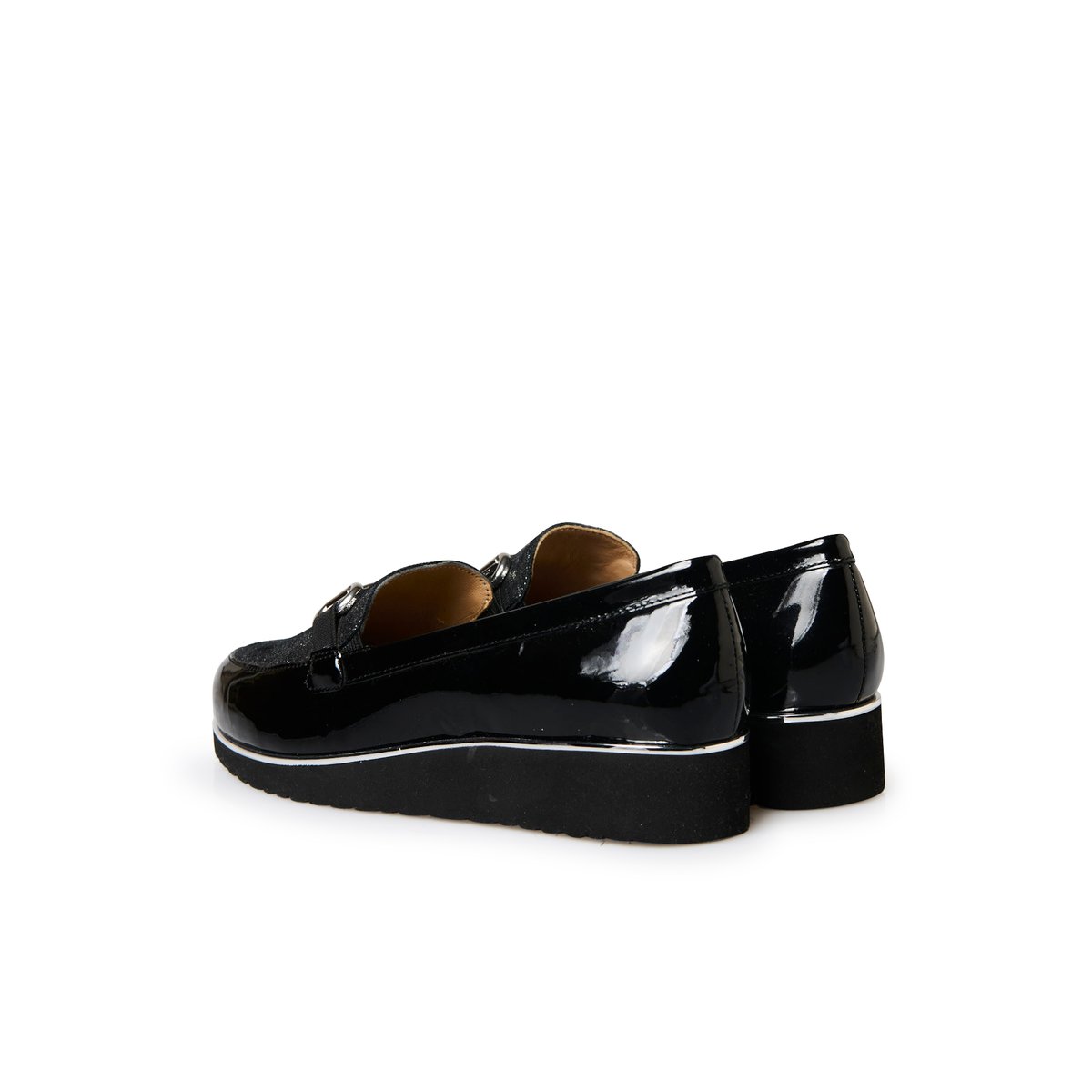 Mocassins élastiqués vernis noir, PEDICONFORT