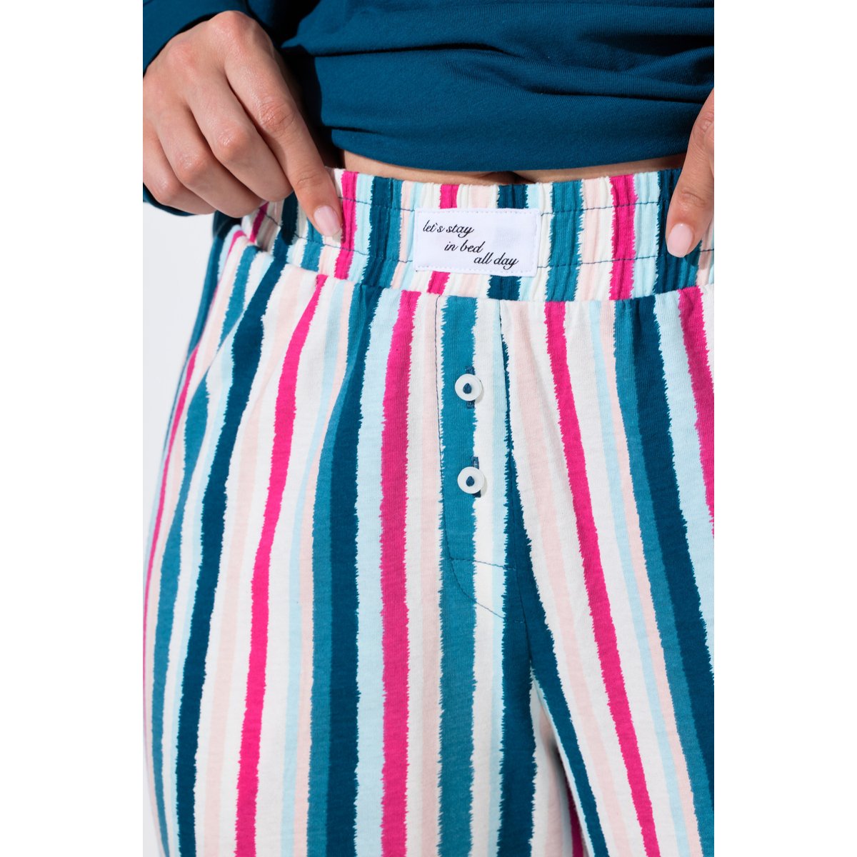 Pyjama décolleté rond et manches longues pétrole foncé, ULLA POPKEN
