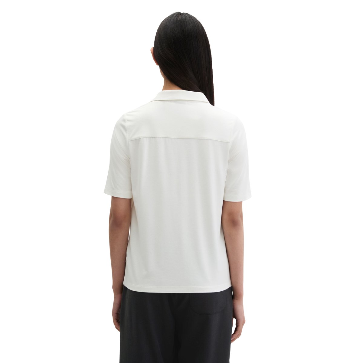 Blouse en jersey style polo regular en LENZING™ ECOVERO™ blanc naturel, MARC O'POLO