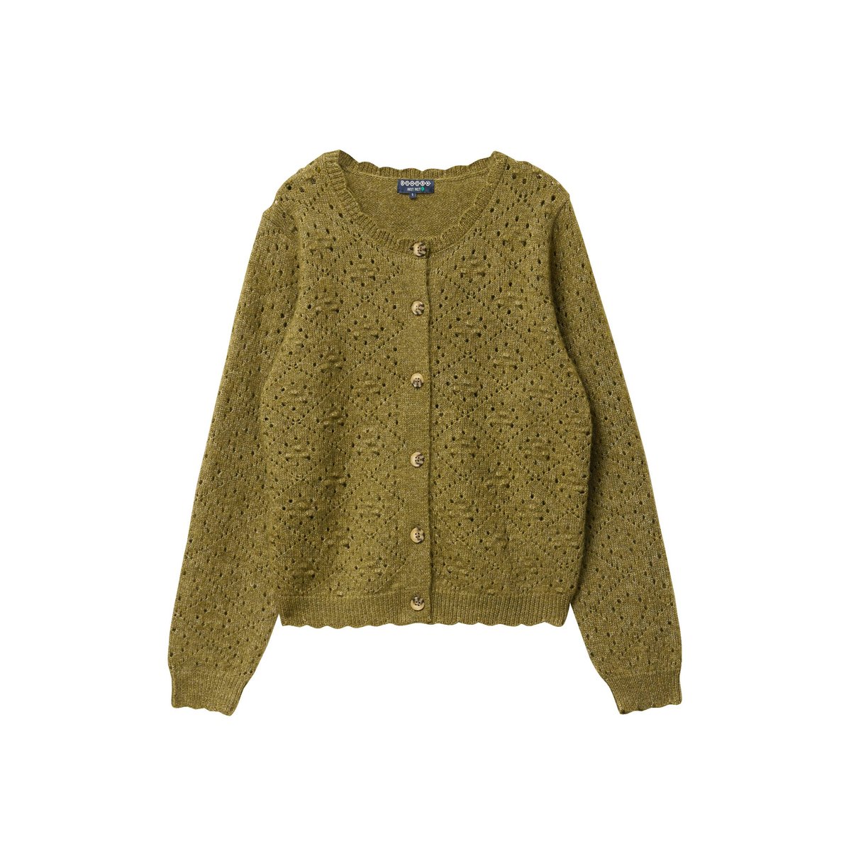 Gilet manches longues col rond vert kaki, BONOBO