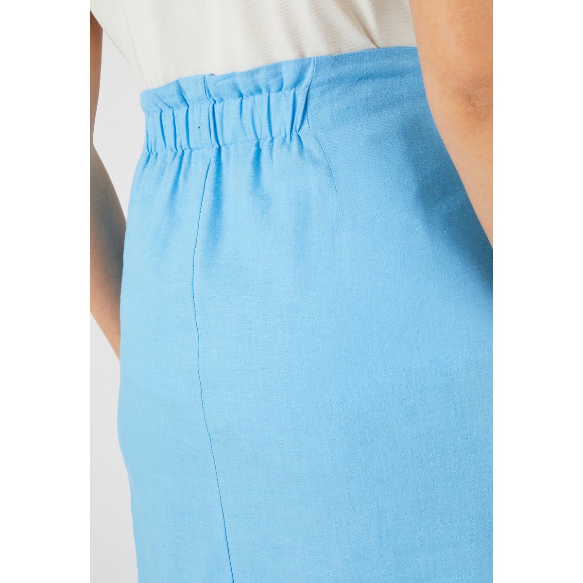 Jupe portefeuille mélange lin Climatyl bleu céruléen, DAMART