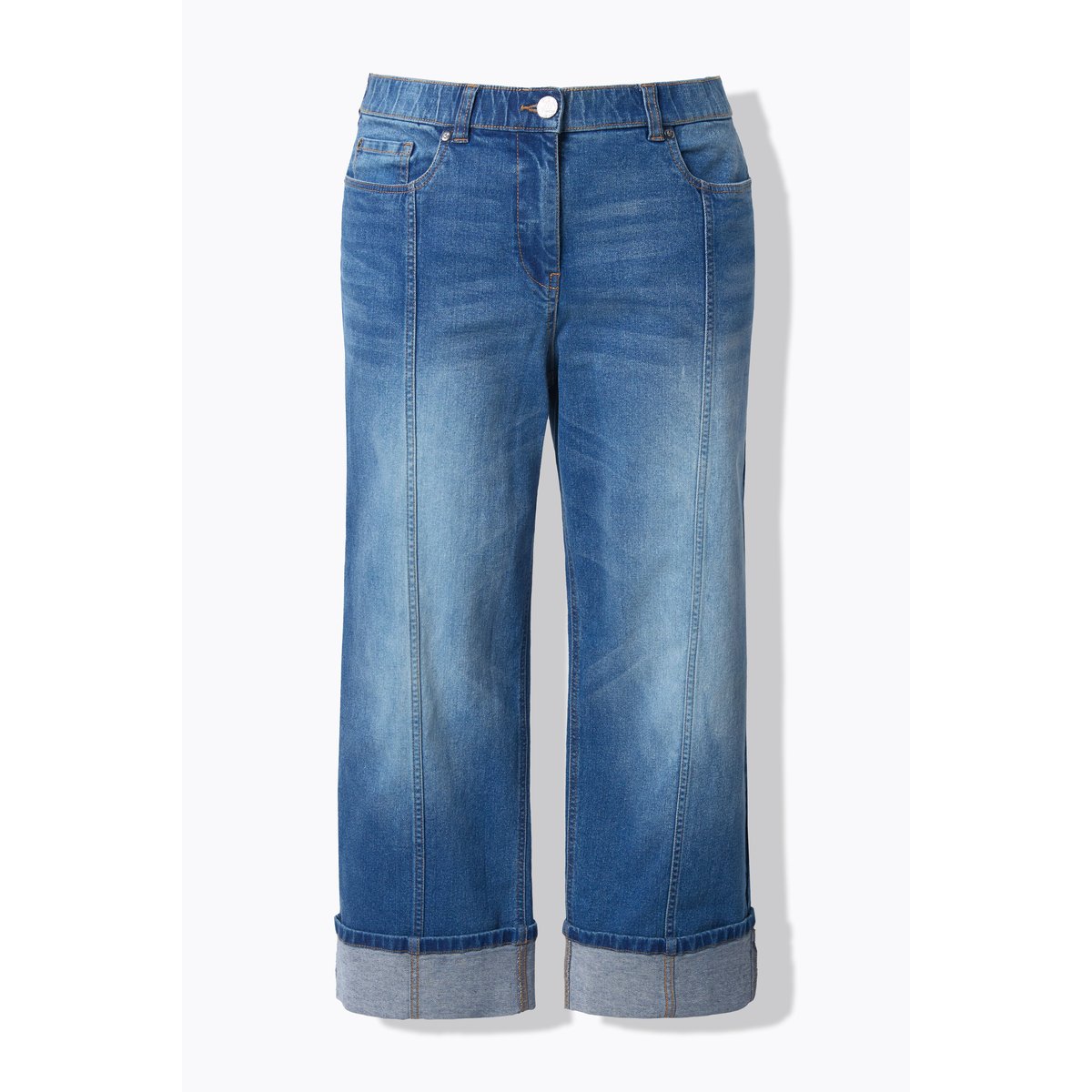 Jean Mary jambe droite et large, avec revers bleu jean, ULLA POPKEN
