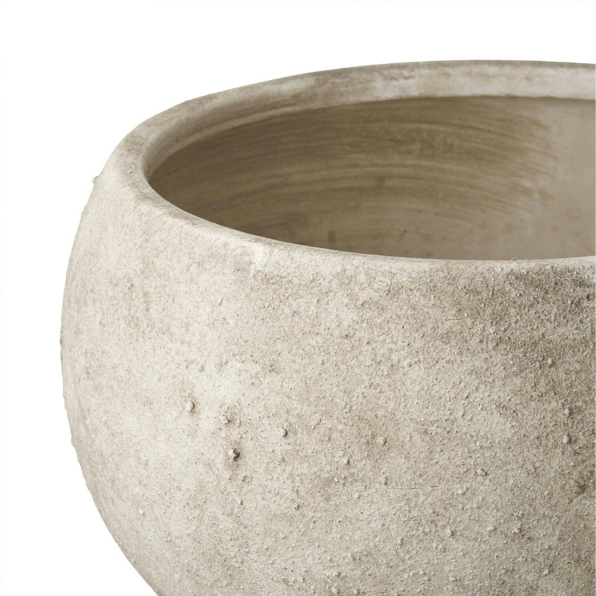 Cache-pot intérieur rond effet pierre naturelle grise H 19, 5 cm noir, PIER IMPORT