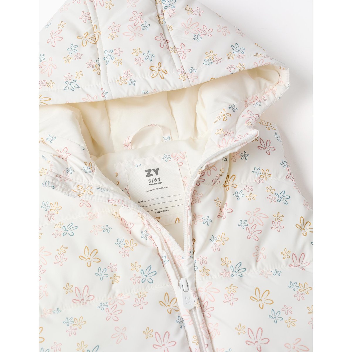 Doudoune sans manches avec motif floral blanc, ZIPPY