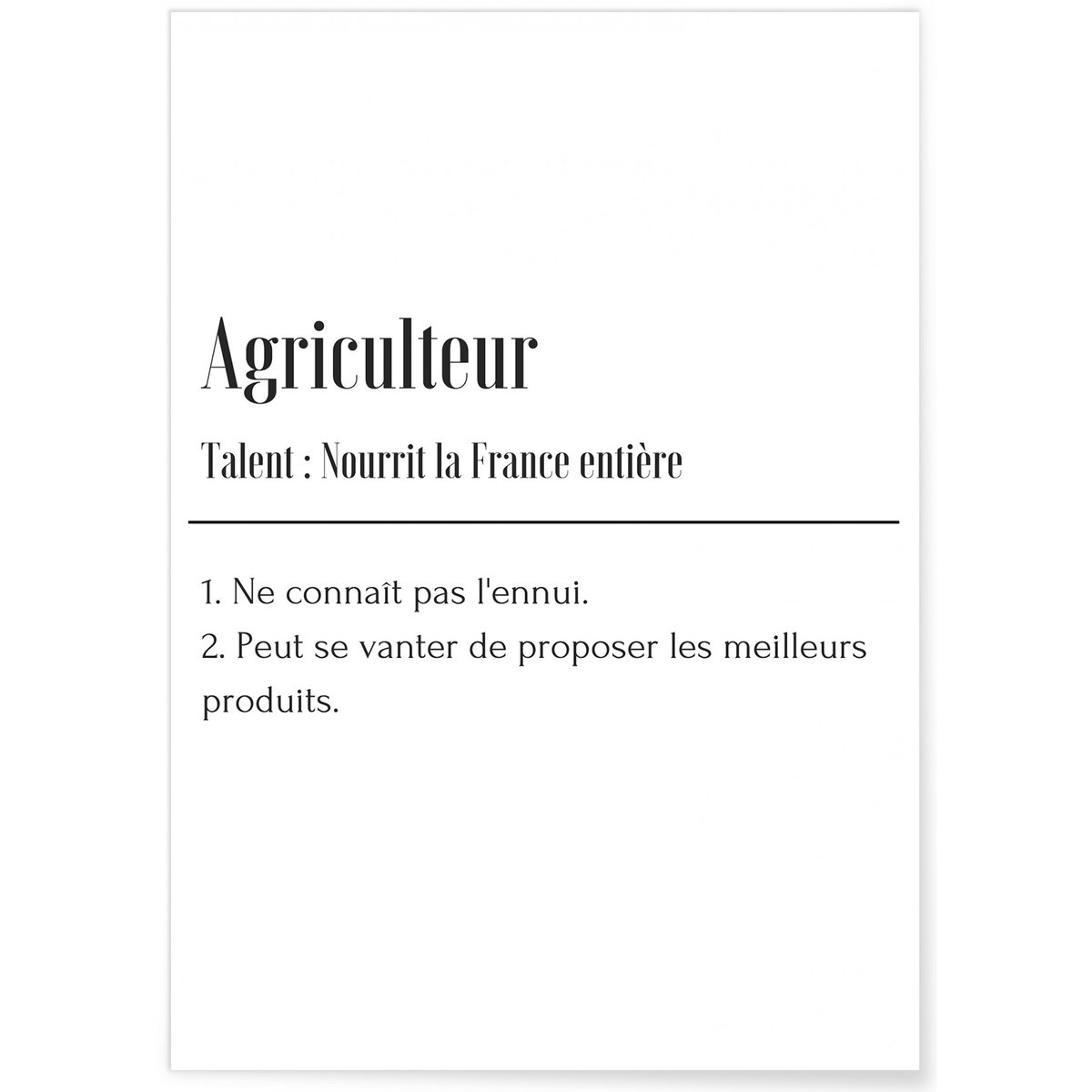 Affiche Définition Agriculteur blanc, L'AFFICHERIE