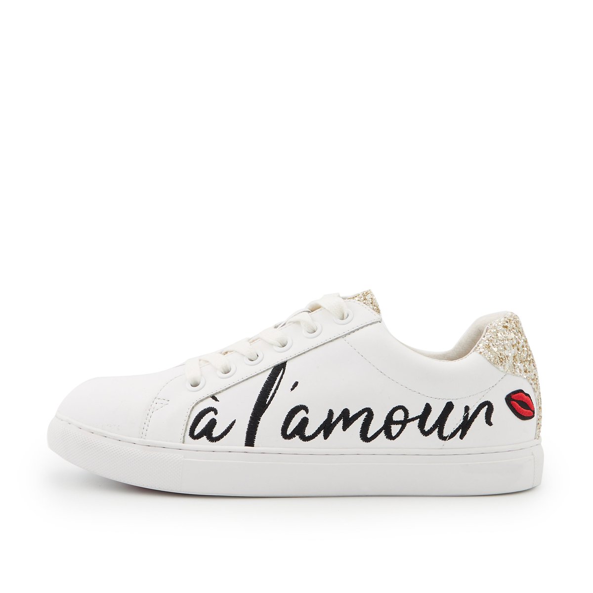 Baskets En Cuir Simone A La Vie à L'amour blanc, BONS BAISERS