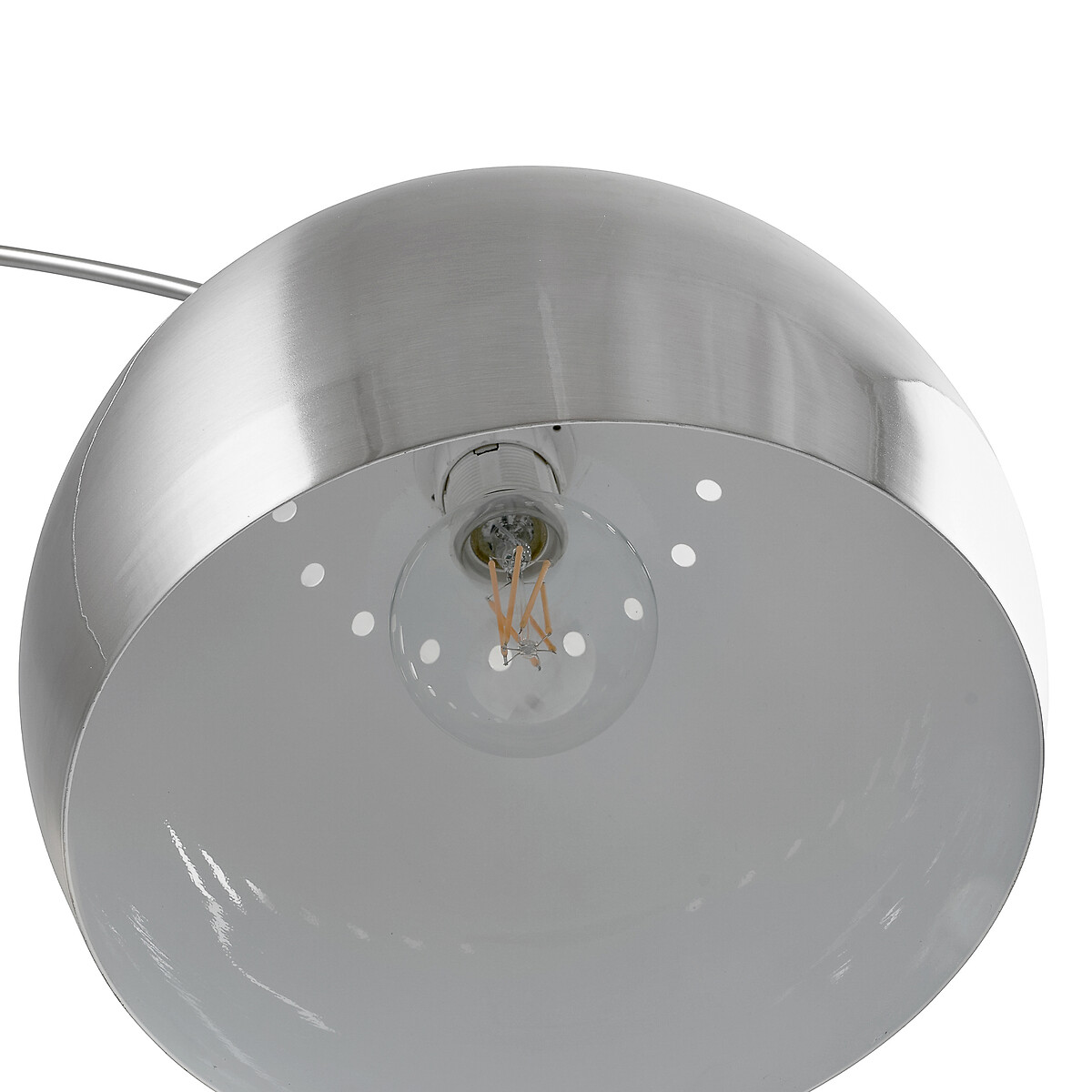 Fia Brushed Metal and White Marble Floor Lamp silver-coloured, SO'HOME