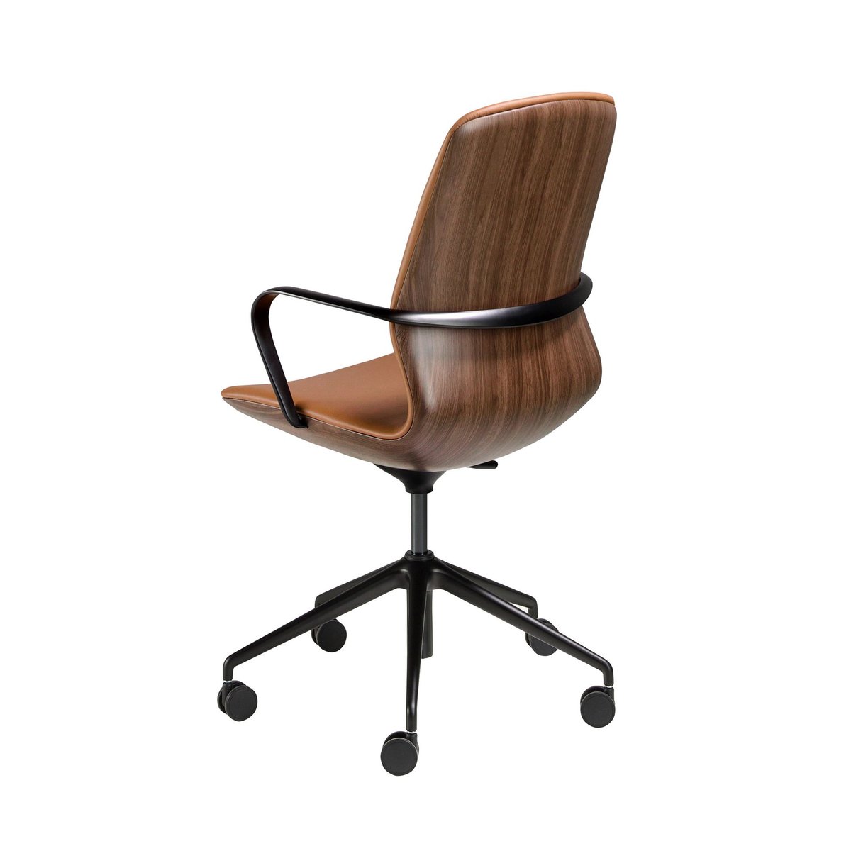 Fauteuil de bureau pivotant en similicuir marron | noir, ANGEL CERDA