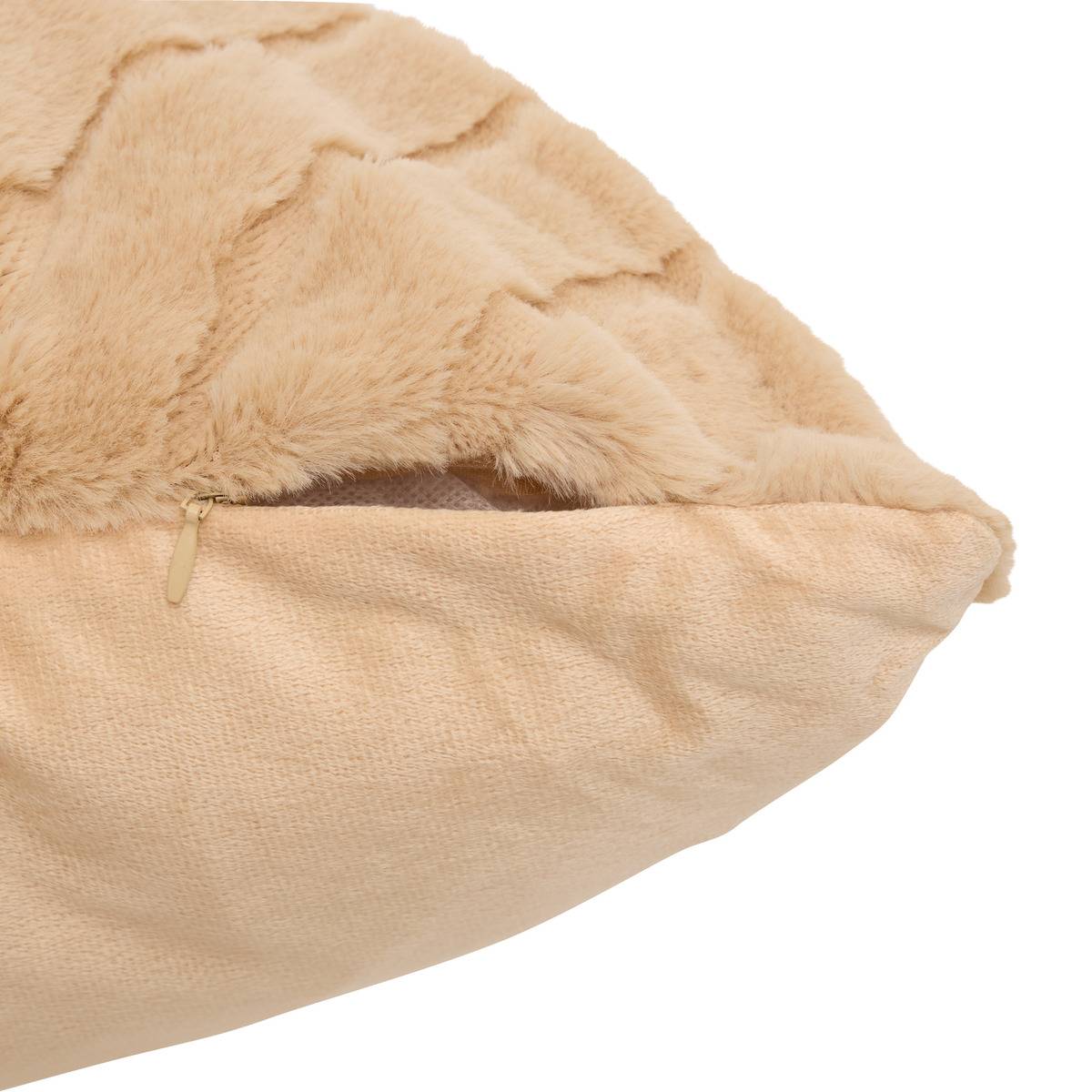 Coussin rectangulaire en imitation fourrure ARKA beige lin, ATMOSPHERA