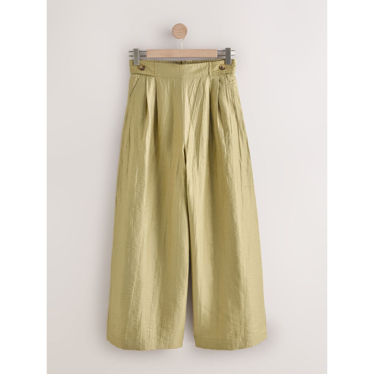 Pantalon extra large en lin majoritaire vert olive, NEXT