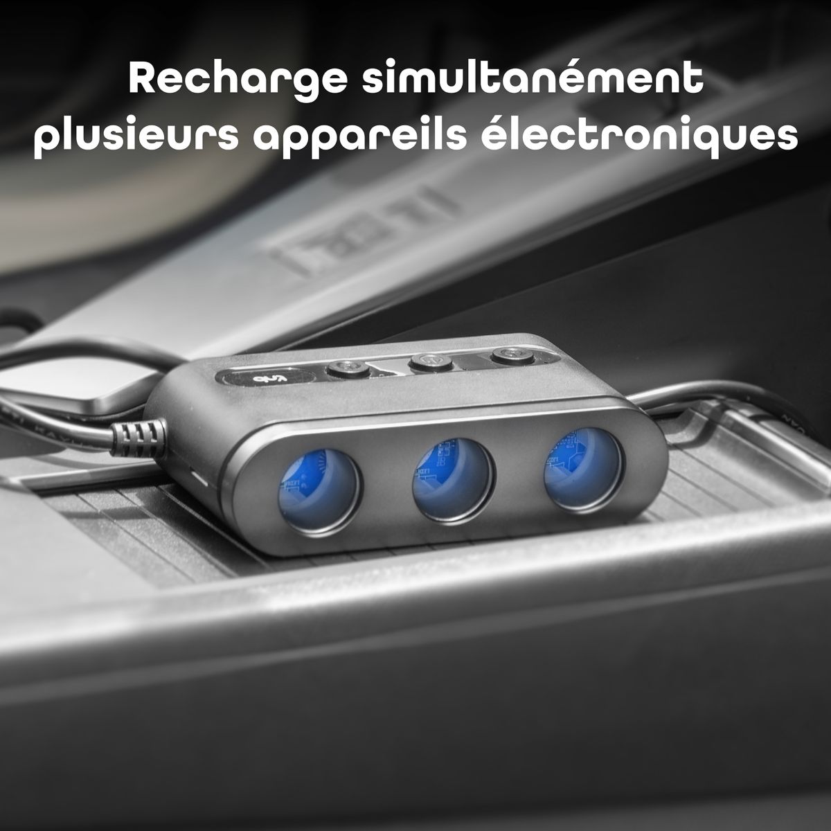 Chargeur allume cigare Station de charge 65W 7 en 1 USB-C noir couleur unique, TNB