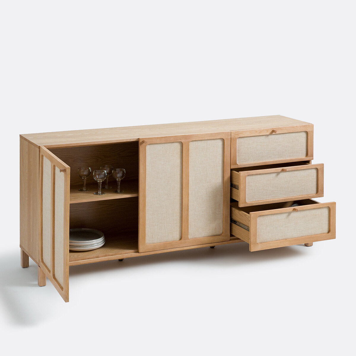 Buffet enfilade, frêne et lin, Esmara teinté chêne /lin, LA REDOUTE INTERIEURS