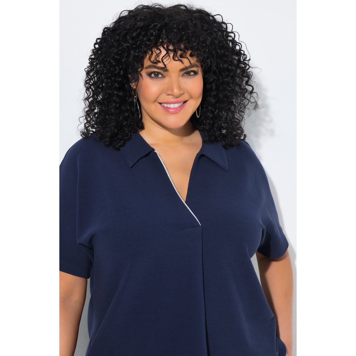 T-shirt oversize, liseré fantaisie marine, ULLA POPKEN