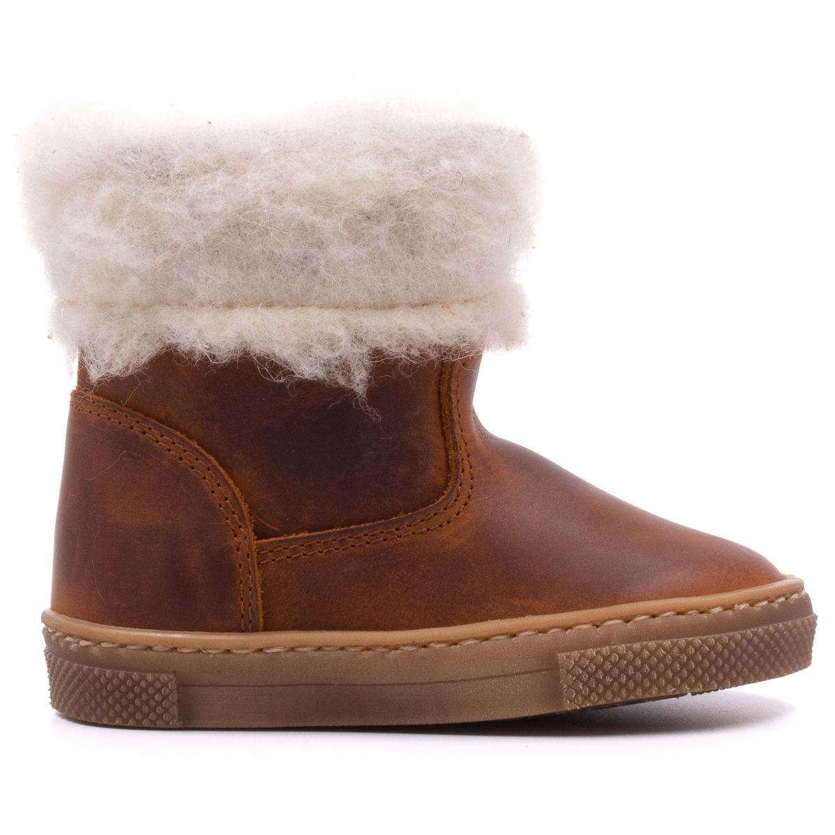Boots zippées fourrées laine de mouton MINI DOLLY marron, BONI&SIDONIE